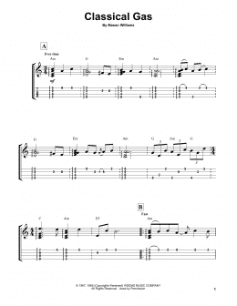 page one of Classical Gas (Easy Ukulele Tab)