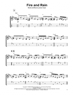 page one of Fire And Rain (Easy Ukulele Tab)