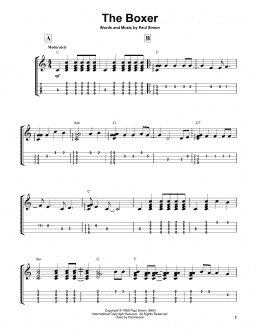 page one of The Boxer (Easy Ukulele Tab)