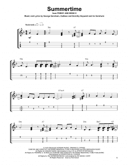 page one of Summertime (from Porgy and Bess) (Easy Ukulele Tab)