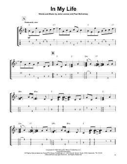 page one of In My Life (Easy Ukulele Tab)