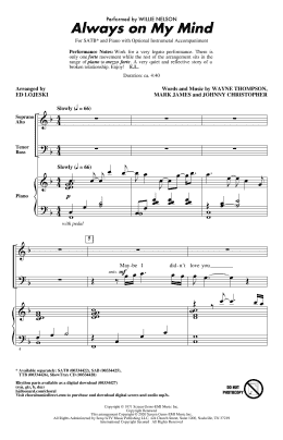 page one of Always On My Mind (arr. Ed Lojeski) (SATB Choir)