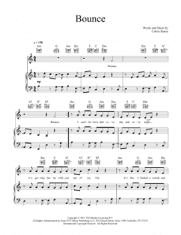 page one of Bounce (feat. Kelis) (Piano, Vocal & Guitar Chords (Right-Hand Melody))