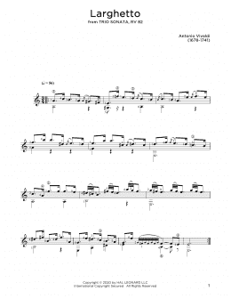 page one of Larghetto (Solo Guitar Tab)