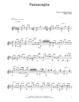 page one of Passacaglia (Solo Guitar)