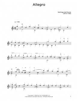 page one of Allegro (Solo Guitar Tab)
