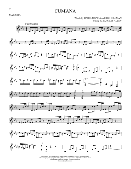page one of Cumana (Marimba Solo)