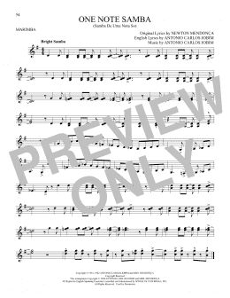 page one of One Note Samba (Samba De Uma Nota So) (Marimba Solo)