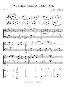 page one of We Three Kings Of Orient Are (Violin Duet)