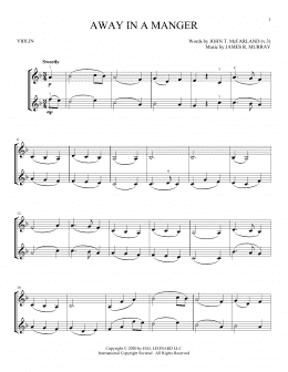 page one of Away In A Manger (Violin Duet)