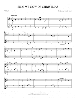 page one of Sing We Now Of Christmas (Violin Duet)