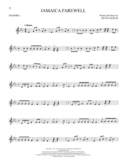 page one of Jamaica Farewell (Marimba Solo)