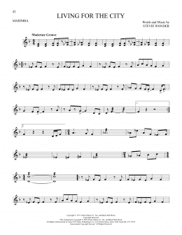 page one of Living For The City (Marimba Solo)