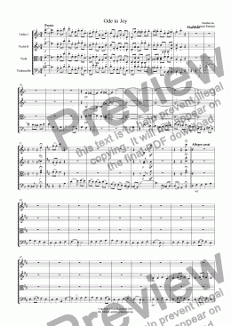 page one of Ode to Joy Beethoven 9 for String Quartet