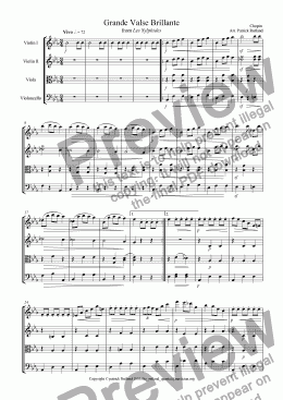 page one of Chopin Grande Valse Brillante Op. 18, No. 1, for String Quartet