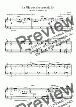 page one of "The Girl with the Flaxen Hair" Piano solo-Simplified version