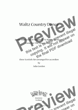 page one of Waltz Country Dance (Jessie, The Flower O' Dunblane / Ye Banks And Braes / Come O'er The Stream Charlie)