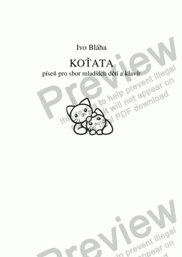 page one of KOŤATA (Kittens) - píseň pro sbor mladších dětí a klavír (Czech words)