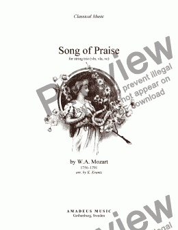 page one of Song of Praise/Hymn Song for string trio