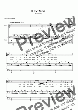 page one of O Holy Night (SATB Choir) Low setting - Download Christmas Sheet Music