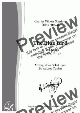 page one of Organ: The Blue Bird (8 Part-Songs Op. 119, No. 3) - Charles Villiers Stanford