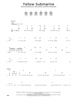 page one of Yellow Submarine (Guitar Rhythm Tab)