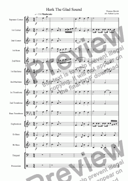 page one of Hark The Glad Sound (Cornwall's favourite carol arranged for brass band)