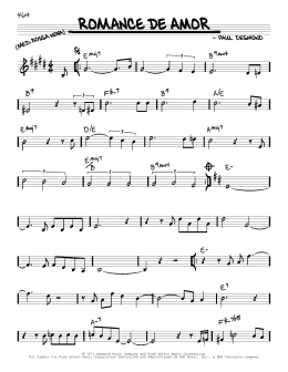 page one of Romance de Amor (Real Book – Melody & Chords)