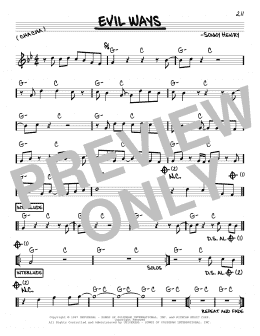 page one of Evil Ways (Real Book – Melody & Chords)