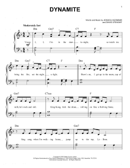 page one of Dynamite (Easy Piano)