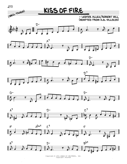 page one of Kiss Of Fire (Real Book – Melody & Chords)