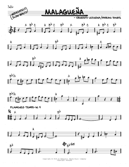 page one of Malaguena (Real Book – Melody & Chords)