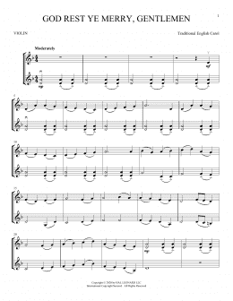 page one of God Rest Ye Merry, Gentlemen (Violin Duet)