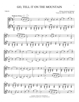 page one of Go, Tell It On The Mountain (Violin Duet)