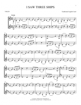 page one of I Saw Three Ships (Violin Duet)
