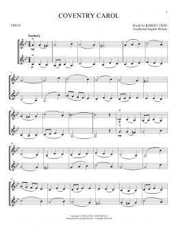 page one of Coventry Carol (Violin Duet)