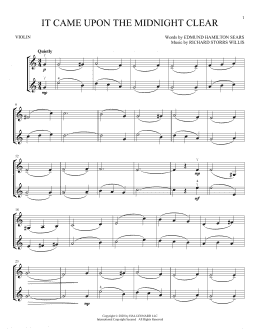 page one of It Came Upon The Midnight Clear (Violin Duet)