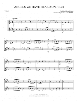 page one of Angels We Have Heard On High (Violin Duet)