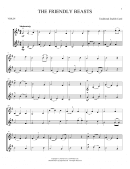 page one of The Friendly Beasts (Violin Duet)