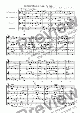 page one of Kinderstucke Op. 72 No. 1 for brass quartet