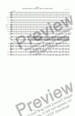 page one of Hope orchestral fantasy on "Spem in alium" by Thomas Tallis