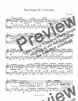 page one of Piano Sonata, No 1, in D minor