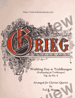page one of Wedding Day at Troldhaugen for Clarinet Quartet