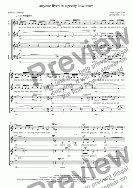 page one of anyone lived in a pretty how town (for SATB a capella, with divisions)