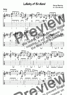 page one of Lullaby of Birdland TAB (arr. Andrei Moroianu)