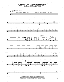 page one of Carry On Wayward Son (Drums Transcription)