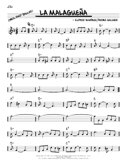 page one of La Malaguena (Real Book – Melody & Chords)