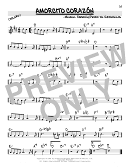 page one of Amorcito Corazon (Real Book – Melody & Chords)