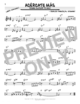page one of Acercate Más (Come Closer To Me) (Real Book – Melody & Chords)