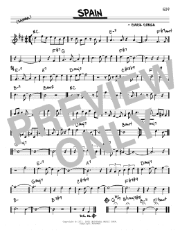 page one of Spain (Real Book – Melody & Chords)